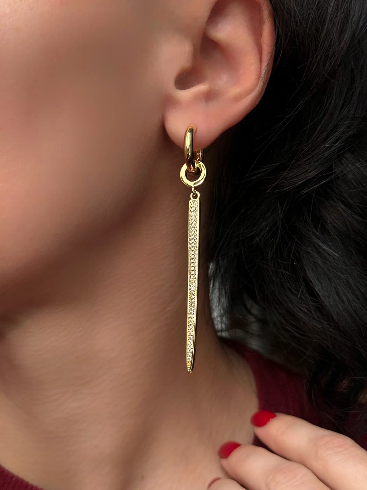 Серьги шипы с фианитами 