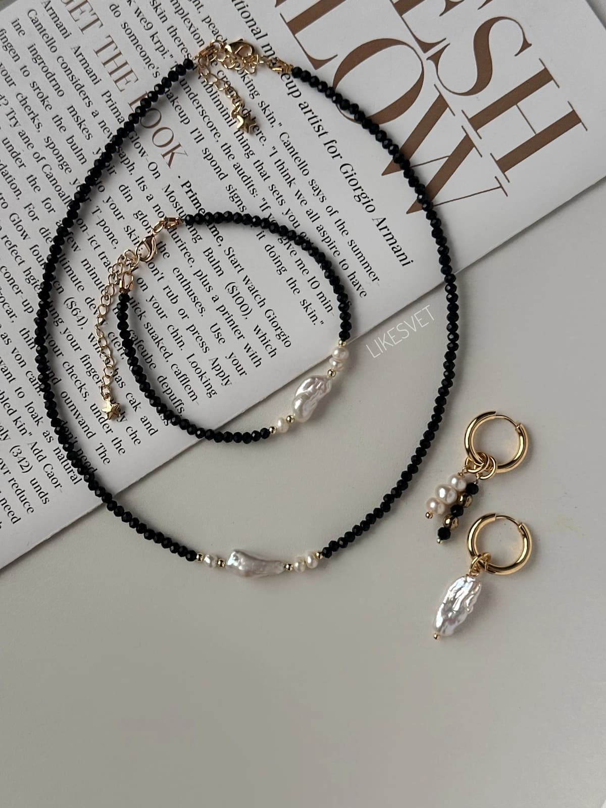 Комплект из шпинели и жемчуга No 1