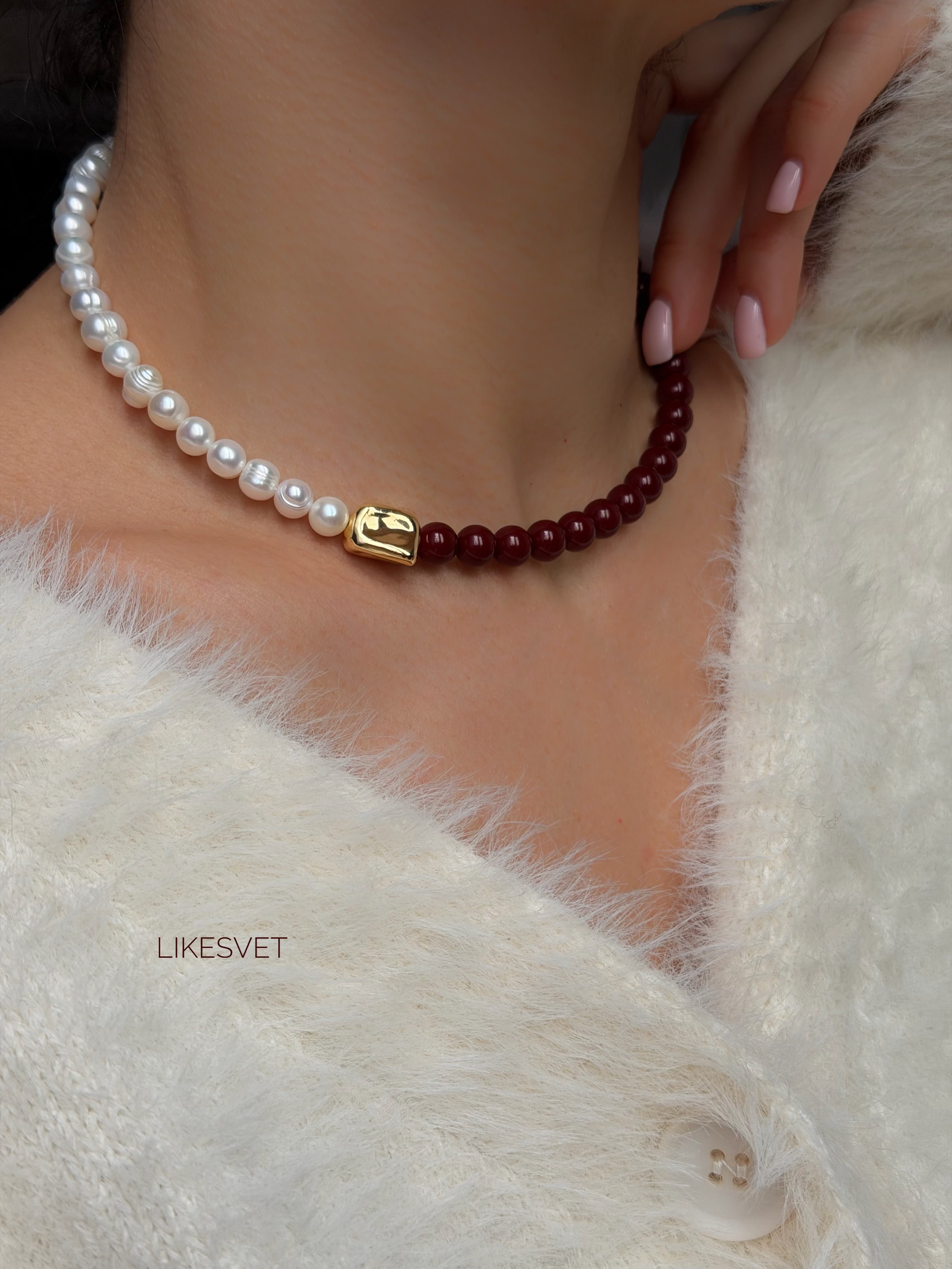 Колье ВИНО И ЖЕМЧУГ